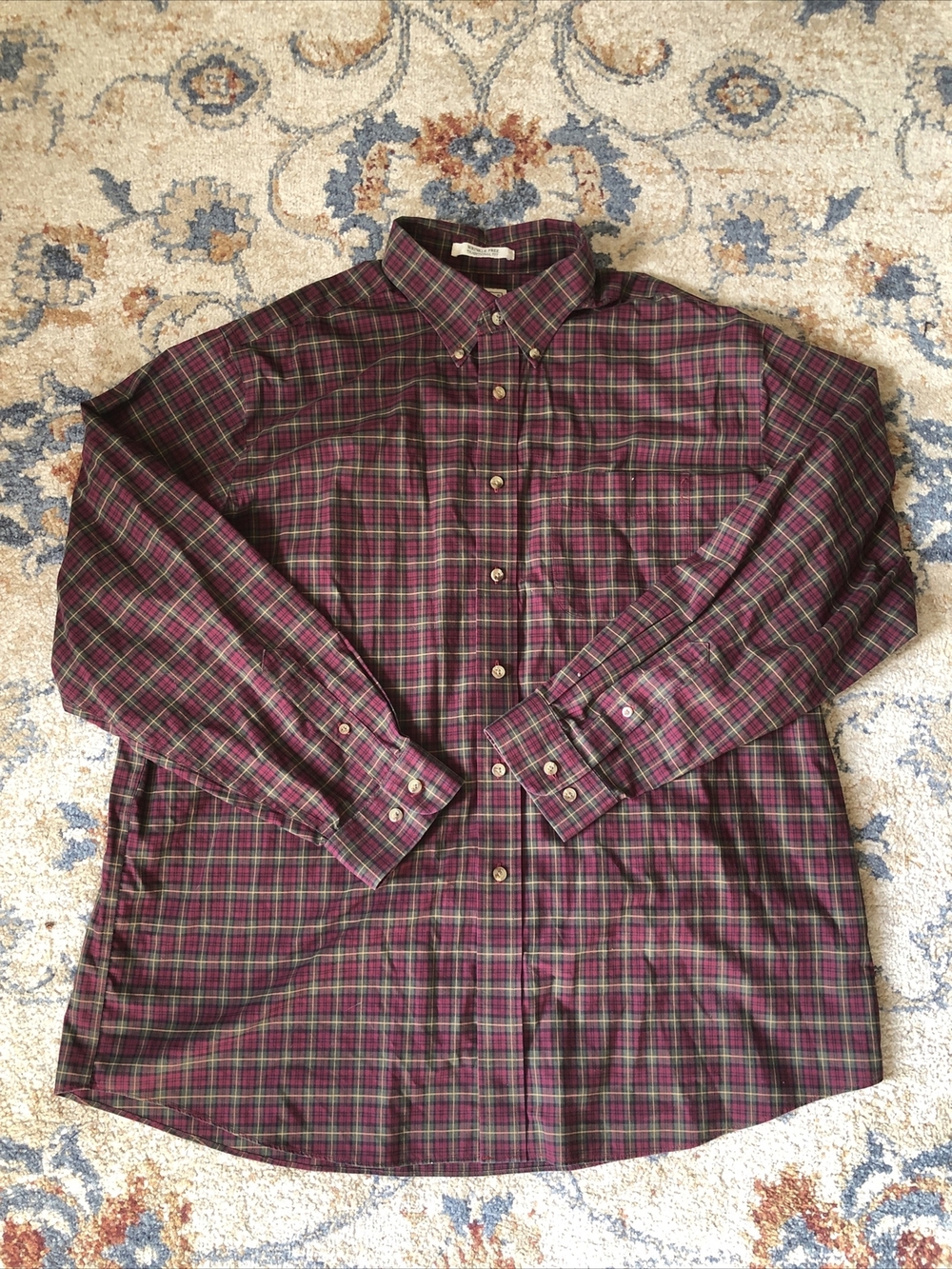 Men's LL Bean Traditional Fit Cotton Scotch Plaid Flannel Shirt Size XL